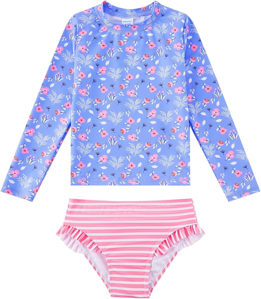upandfast Girls Rash Guard Set Long Sleeve Two Piece Swimsuit with UPF 50+ Sun Protection for Gir... | Amazon (US)