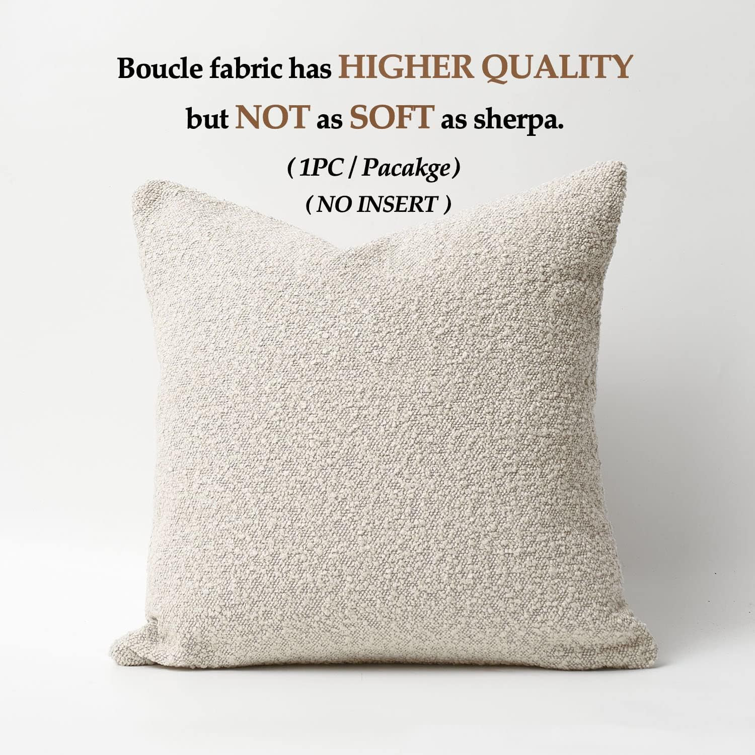 DOMVITUS Luxury Decorative Throw Pillow Cover 18 x 18 Inch Textured Boucle Square Sofa Couch Pill... | Amazon (US)