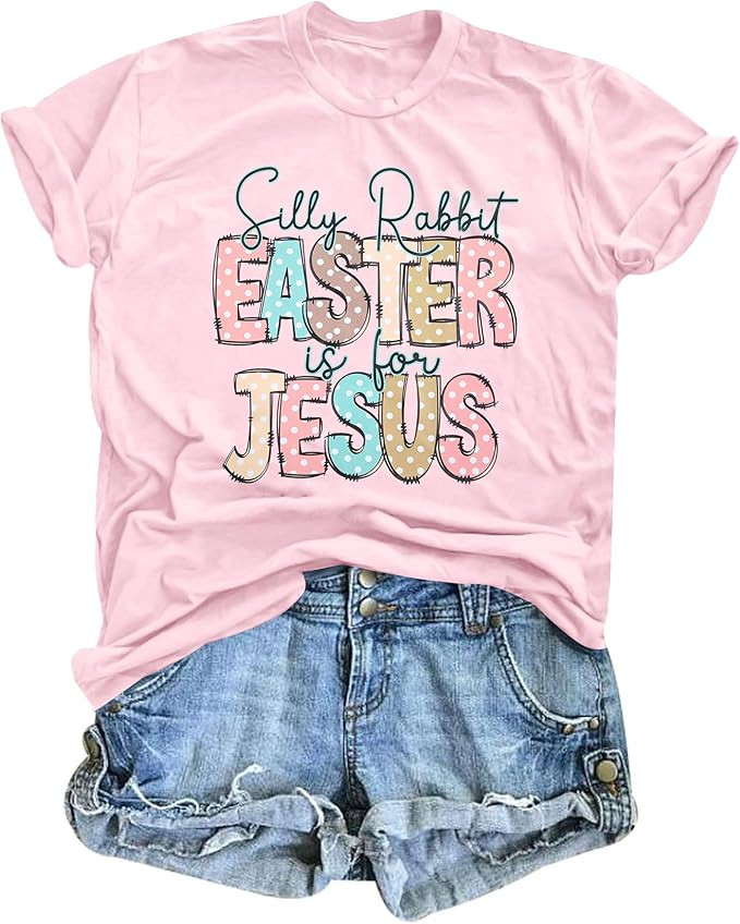MOUSYA Happy Easter Shirt Women Silly Rabbit Easter is for Jesus Shirt Easter Christian Shirt Eas... | Amazon (US)