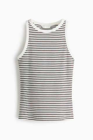 H & M - Ribbed Cotton Tank Top - Dark Brown/Striped | H&M (US + CA)