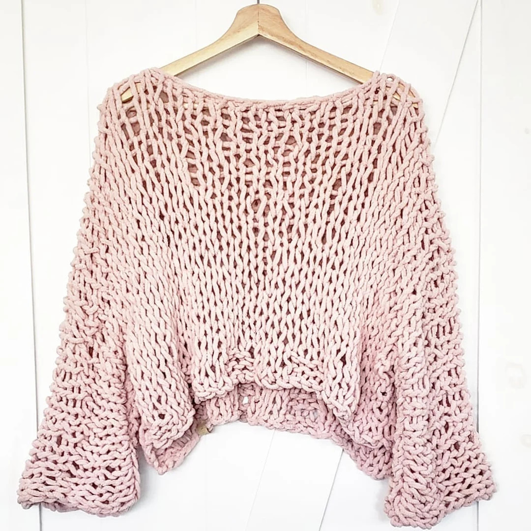 Top Boho Meets Grunge: suéter de chenilla, suéter de punto de gran tamaño, top corto de punto,... | Etsy (US)