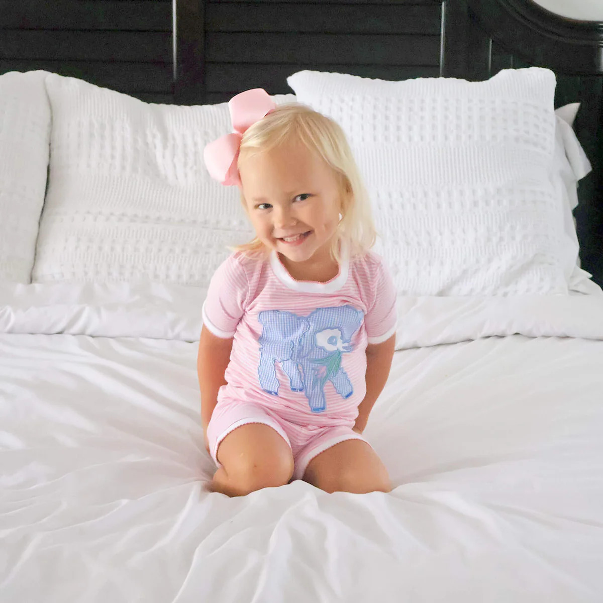 Baby Lamb Pink Stripe Short Pajamas | Classic Whimsy
