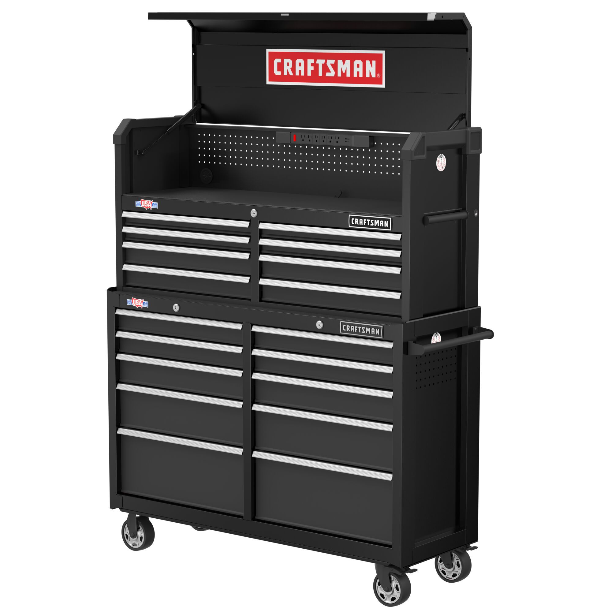CRAFTSMAN 2000 Series 51.5-in W x 24.7-in H 8-Drawer Steel Tool Chest & 52-in W x 37.5-in H 10-Drawer Steel Rolling Tool Cabinet one_size | Lowe's