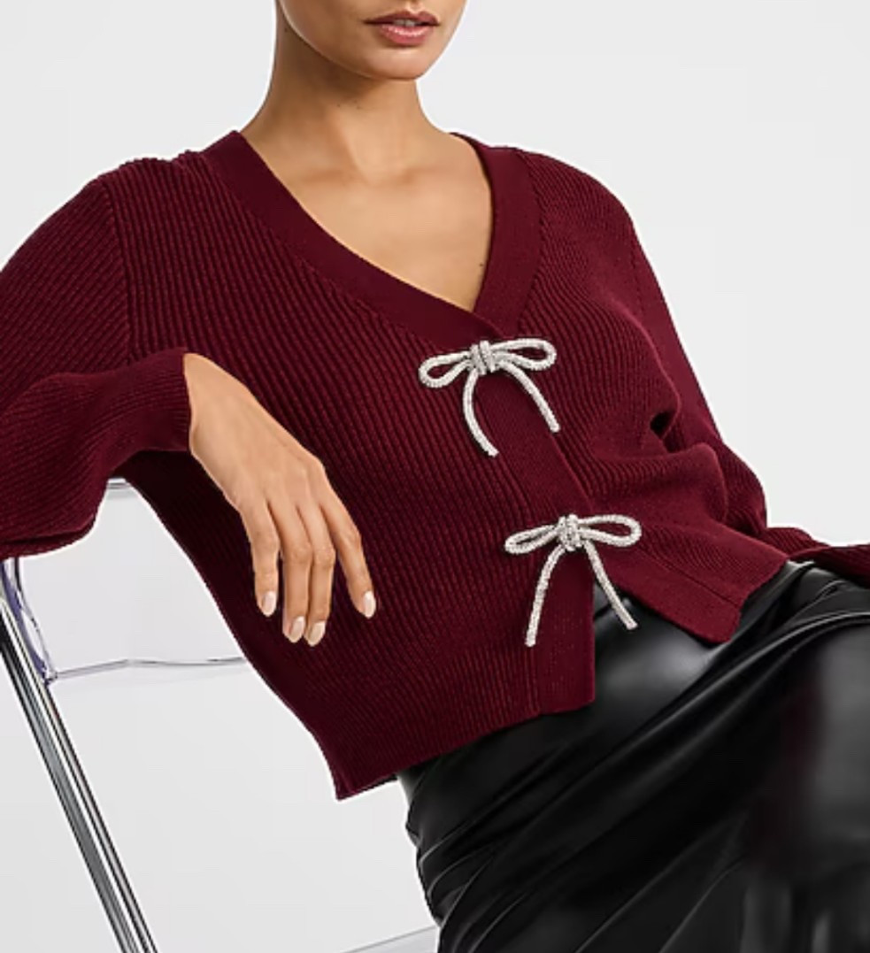Bedazzled bow cardiangan 

#LTKSaleAlert #LTKHoliday