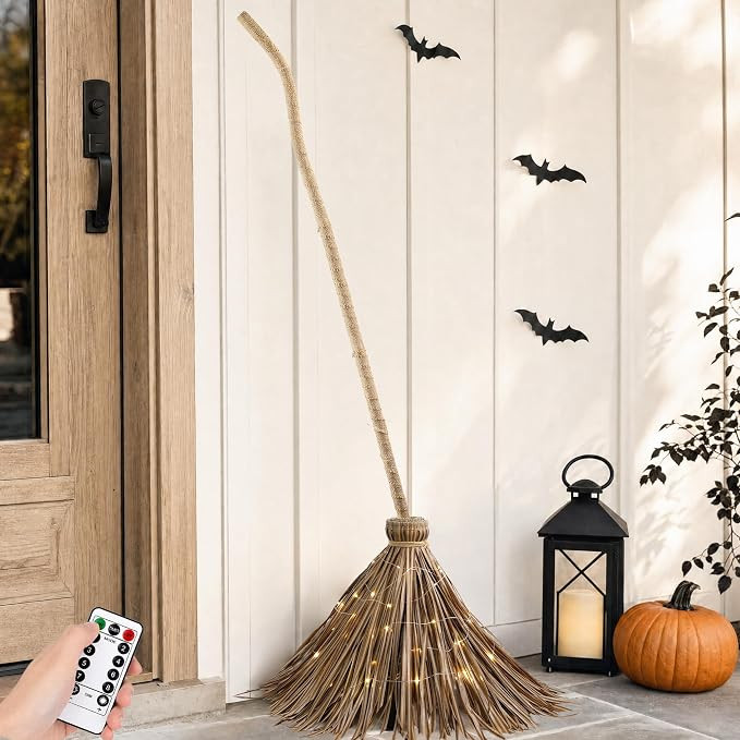 Halloween Decorations – 4.5FT Light Up Witch Broom Vintage Rustic Farmhouse Fall Decor Indoor O... | Amazon (US)
