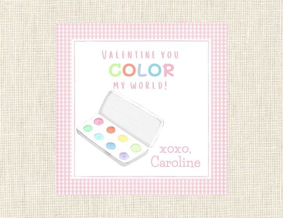 Valentine Tags or Stickers Class / Set of 25 / Watercolor | Etsy | Etsy (US)