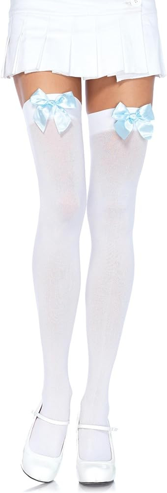 Leg Avenue womens Satin Bow Accent Thigh Highs | Amazon (US)