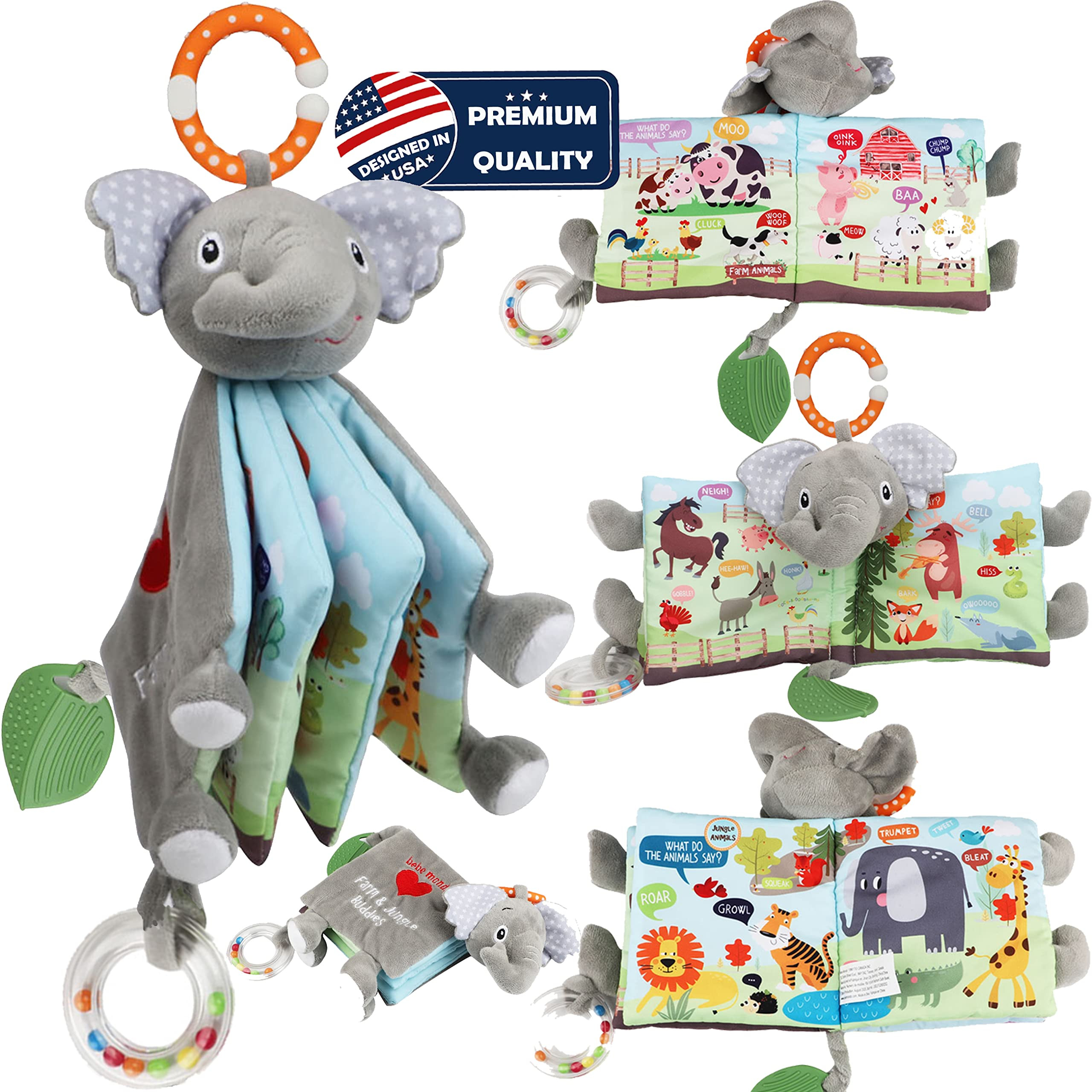 Elephant Touch and Feel Baby Books Toys 0-6 Months, Loveys Crinkle Books for Babies,Infant Toys 6... | Amazon (US)