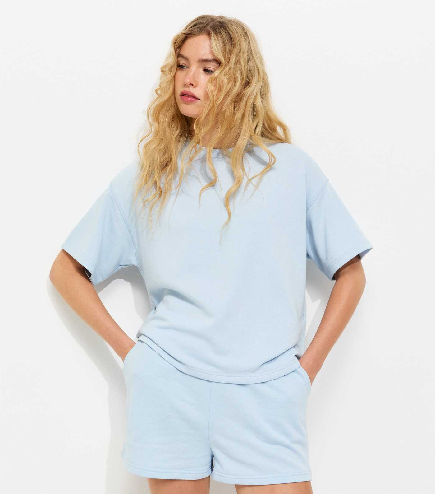 Light Blue Boxy Sweatshirt T-Shirt | New Look | New Look (UK)