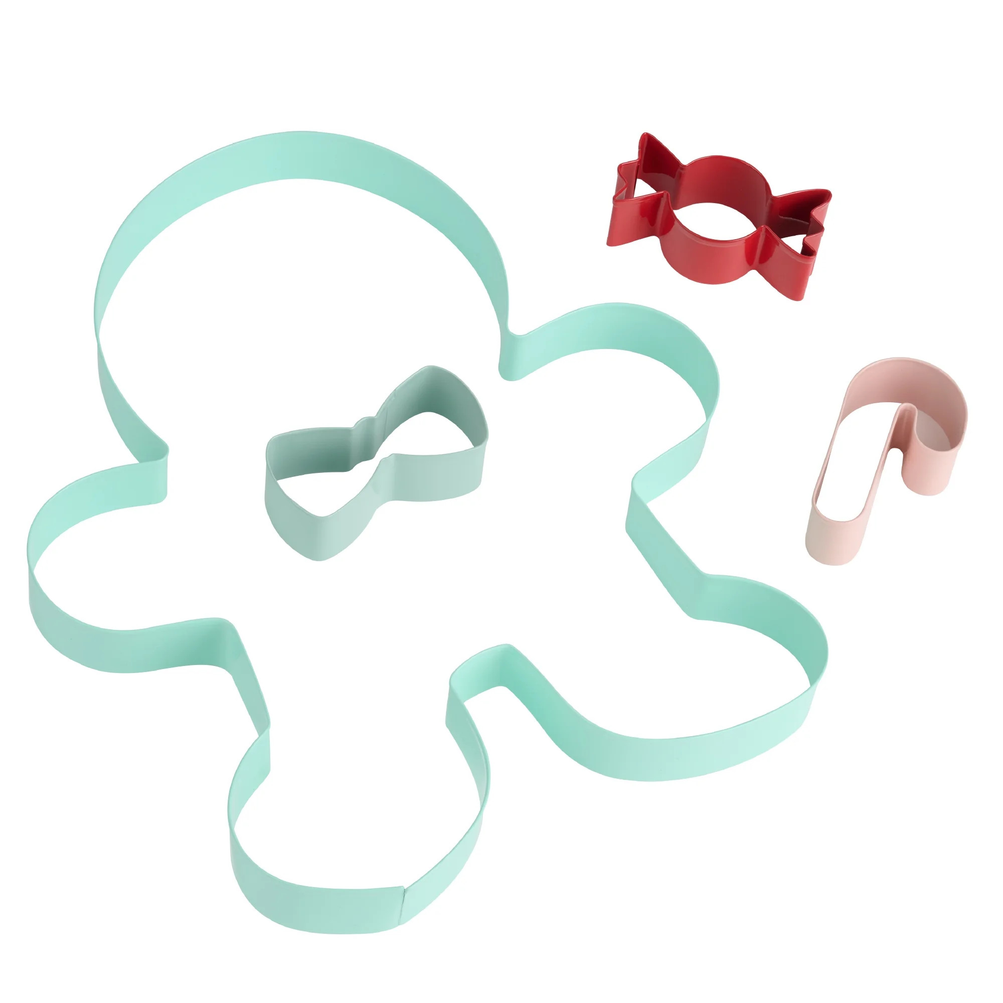 Holiday Time 4-Piece Cookie Cutters Gingerbread. Red, Green and Pink | Walmart (US)
