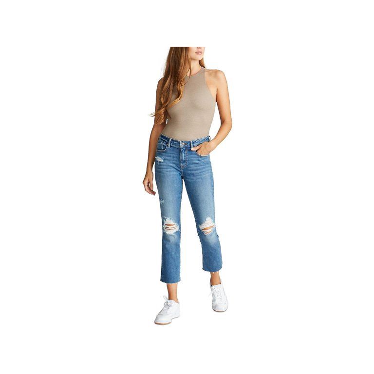 Vigoss Womens Stevie Destructed Cropped Straight Leg Jeans | Walmart (US)