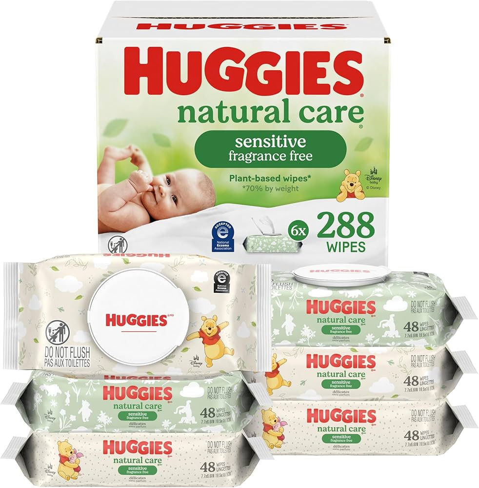 Huggies Natural Care Sensitive Baby Wipes, Unscented, Hypoallergenic, 6 Flip-Top Packs (288 Wipes... | Amazon (US)