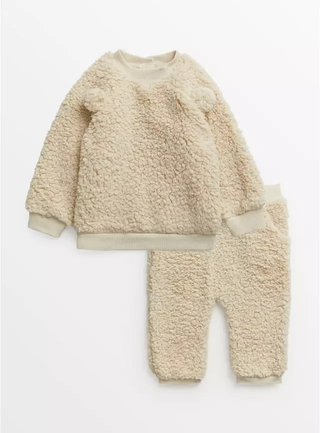 Buy Cream Borg Bear 2 Piece Set 12-18 months | Outfits and sets | Tu | Tu Clothing