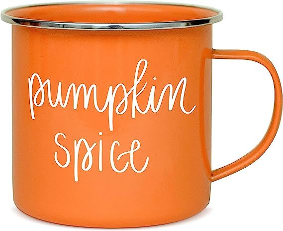 Sweet Water Decor Pumpkin Coffee Mugs | 18oz Galvanized Steel Campfire Style Coffee Cup | Autumn ... | Amazon (US)