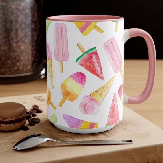 Coffee Mug Large Ceramic Coffee Mug Summer Mug Ice Cream | Etsy | Etsy (US)