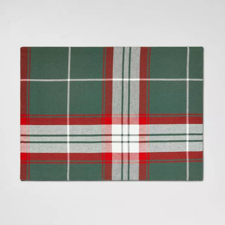 Holiday Plaid Woven Placemat Green/Red - Hearth & Hand™ with Magnolia | Target