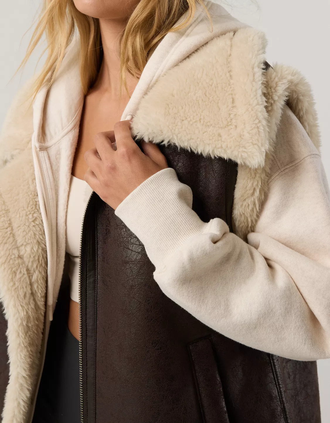 OFFLINE By Aerie Faux Leather Sherpa Vest | Aerie