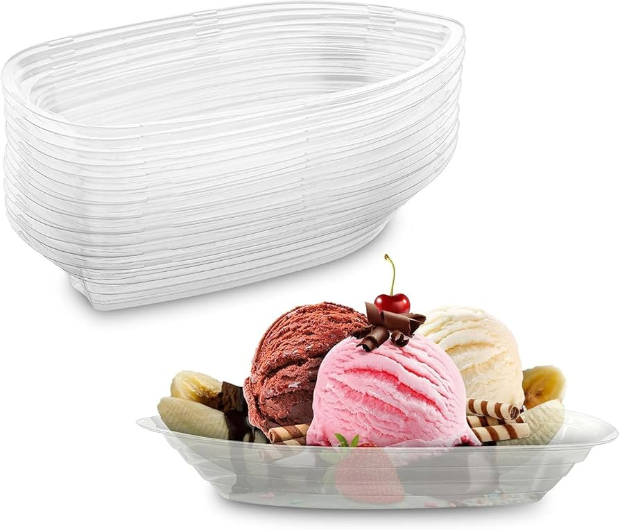 MT Products Clear Plastic Disposable Banana Split Boats 8 oz. Great Party Dish (30 Pieces) - Made... | Amazon (US)