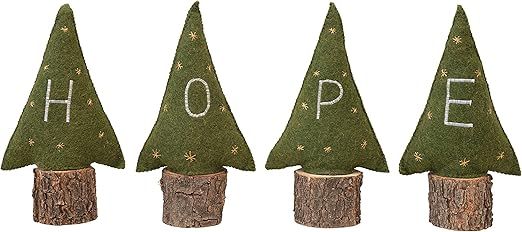 Creative Co-Op 7-1/2"L x 3-1/2"W x 13-1/2"H Wool Felt Trees w/Wood Bases Hope, Green, Set of 4 Fi... | Amazon (US)