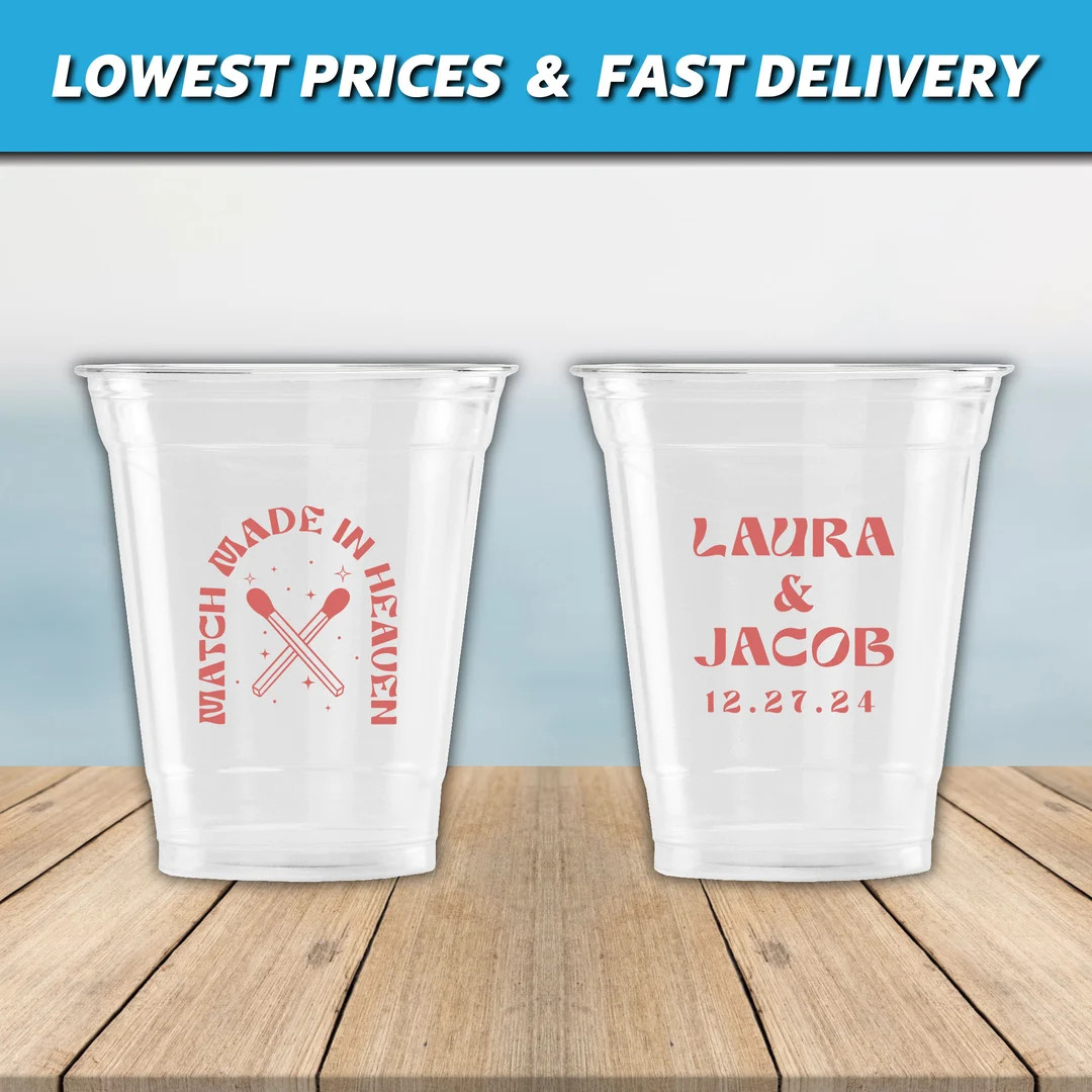 Match Made in Heaven Cups, Wedding Solo Soft Cups, Personalized Your Wedding Cup - Etsy | Etsy (US)