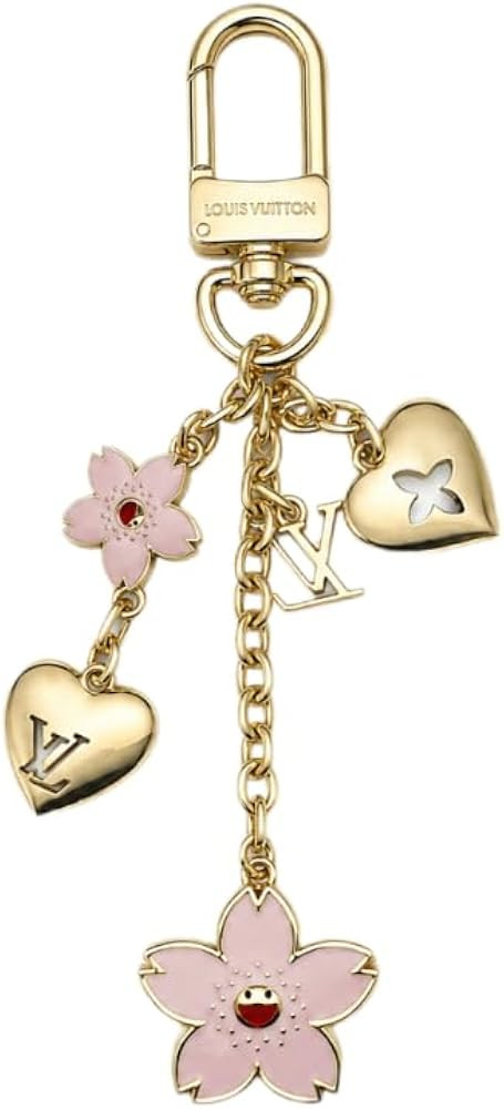 Gold Heart Keychain for Women, Pink Flower Charm Cute Bag Pendant Car Key Ring | Amazon (US)