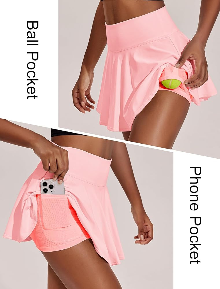 PINSPARK Womens Tennis Skirt Pleated Athletic Skirts with Pockets Shorts High Waisted Golf Skort ... | Amazon (US)