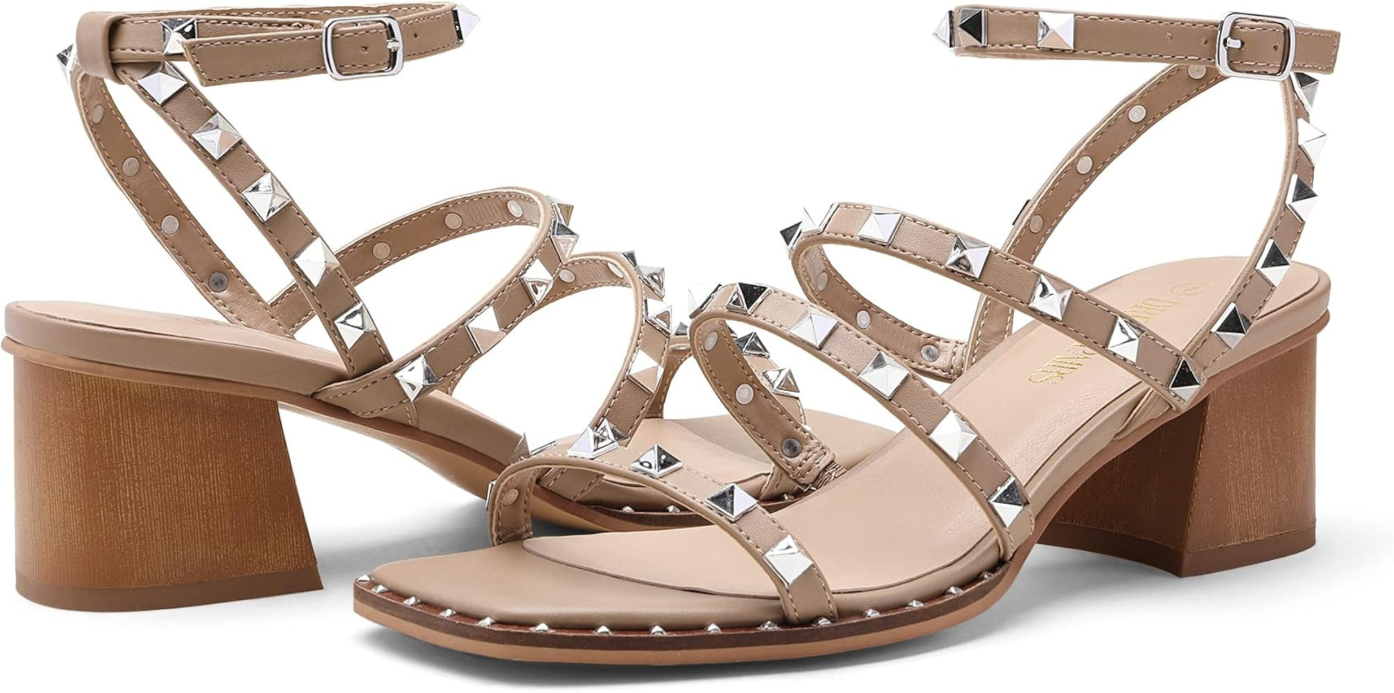 DREAM PAIRS Clear Studded Rhinestone Heels for Women Sexy Chunky Block Square Toe Heels Wedding Shoe | Amazon (US)