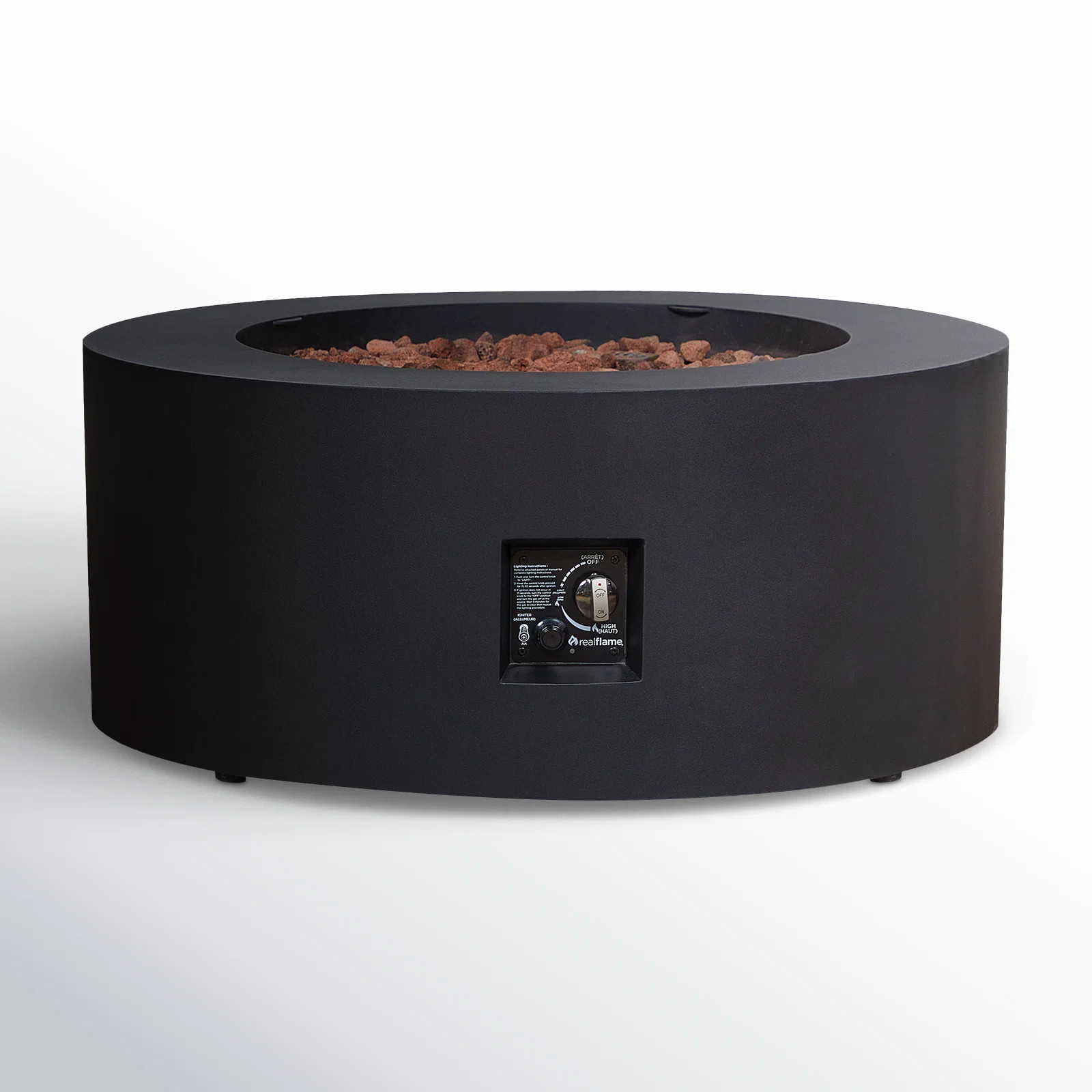 Aegean 36" Round Steel Propane or Natural Gas Fire Pit Table by Real Flame | AllModern