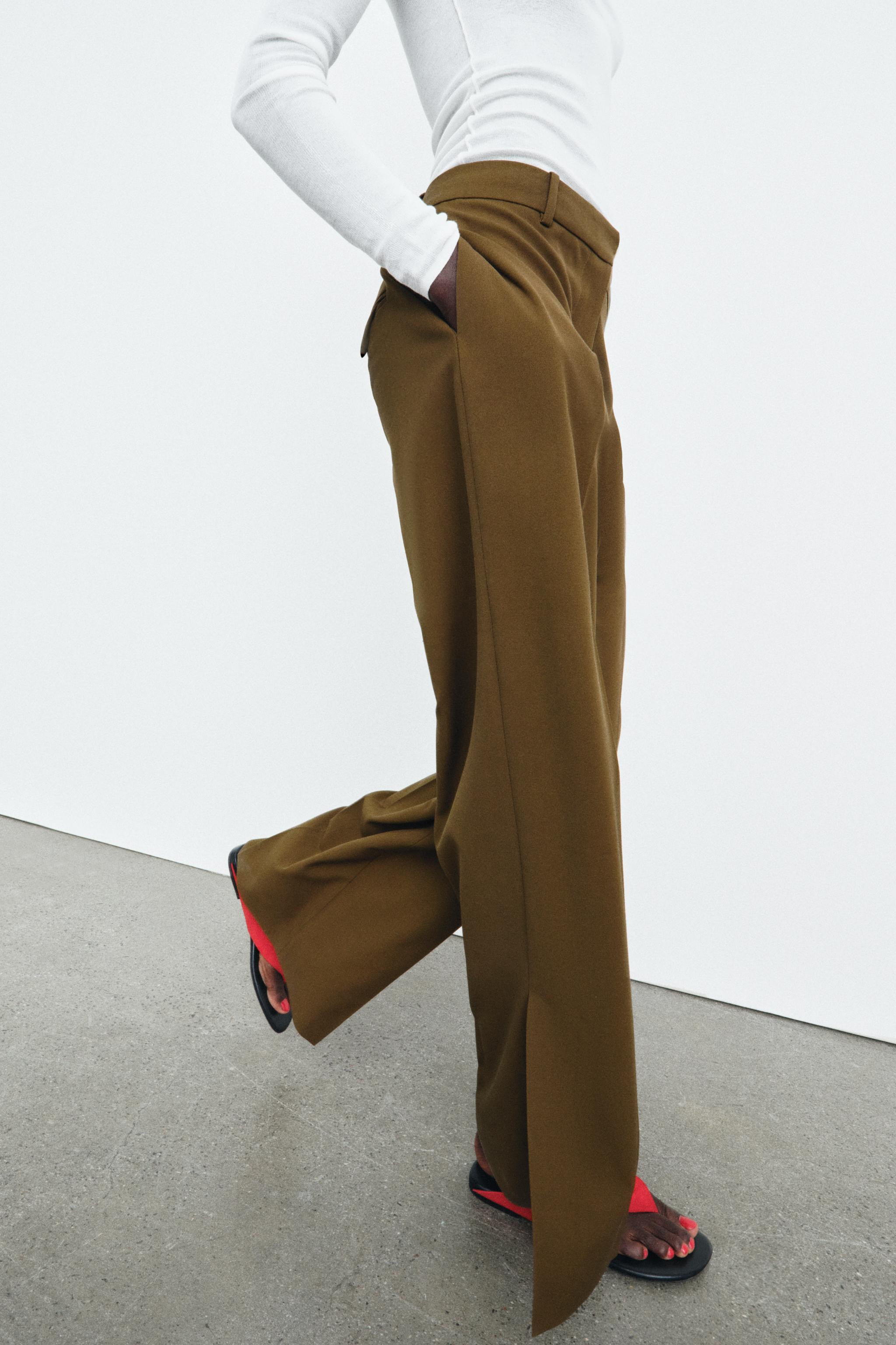 ZW COLLECTION VENTED STRAIGHT LEG PANTS | Zara US