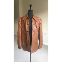Vintage Brown Modern Leather Jacket Coat Shirt Brad Whitney Unisex | Etsy (US)