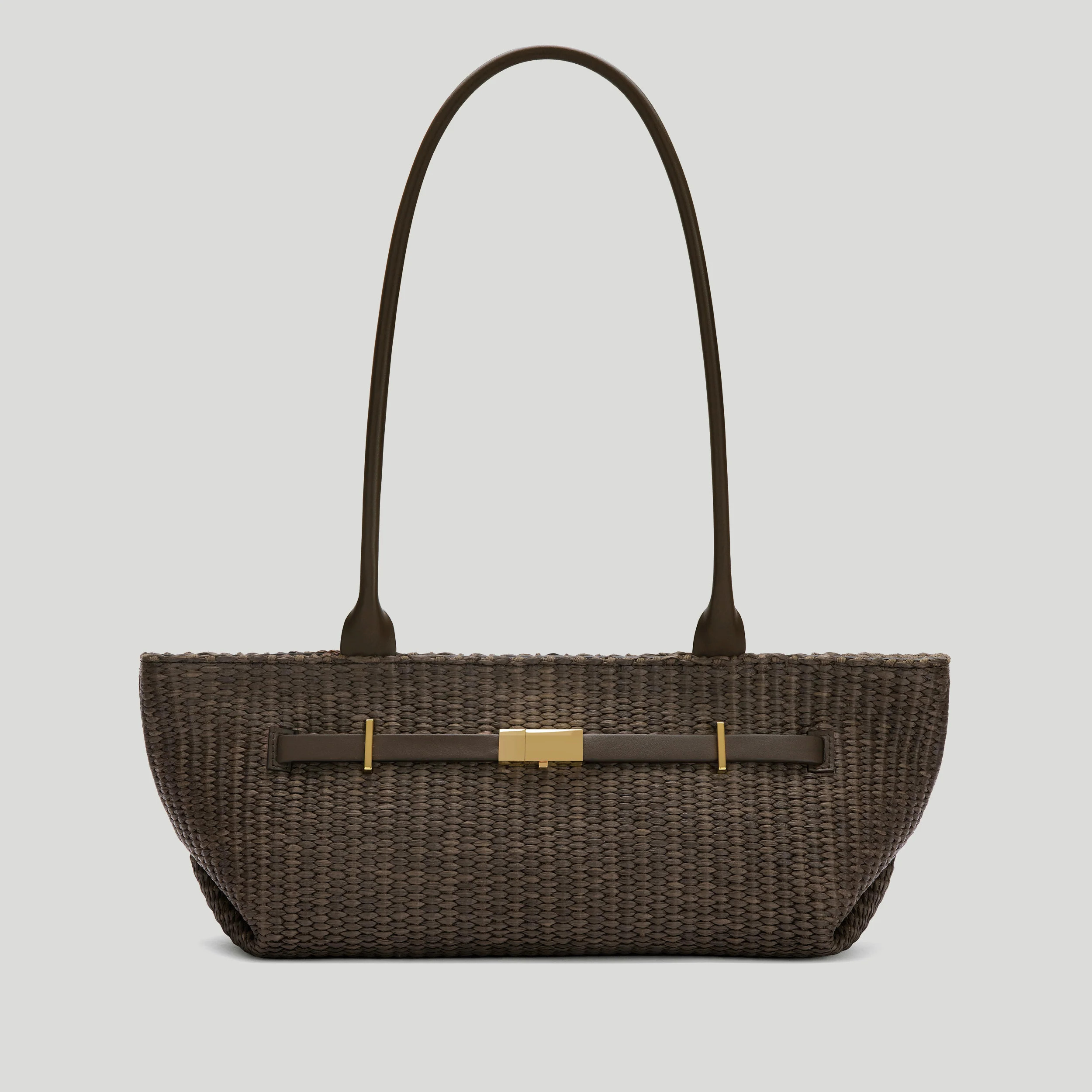 DeMellier The New York Shoulder in Espresso Raffia Leather Shoulder bag | DeMellier