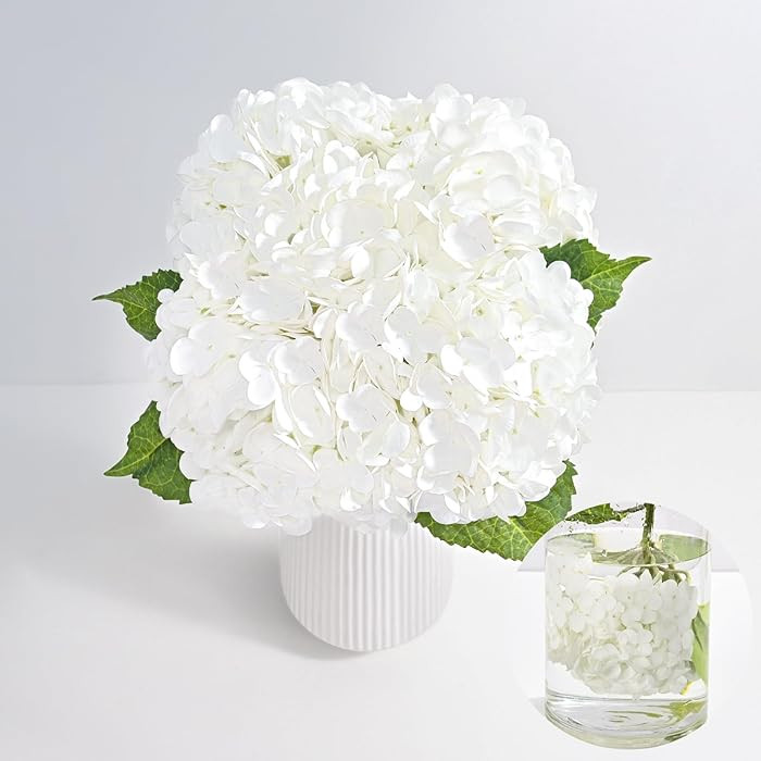 MARTINE MALL 4Pcs 21in Hydrangea Artificial Flowers, Latex Real Touch Hydrangeas Lifelike Large H... | Amazon (US)