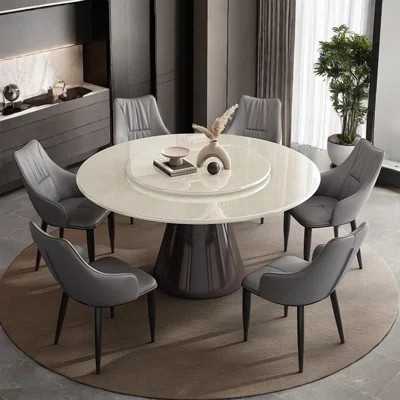 Light Luxury Modern Marble Round Dining Table Set | Wayfair North America