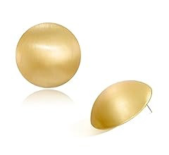 HESSAWELL Gold Button Stud Earrings for Women Discs Stud Earrings Hammered Brushed Half-ball Earr... | Amazon (US)