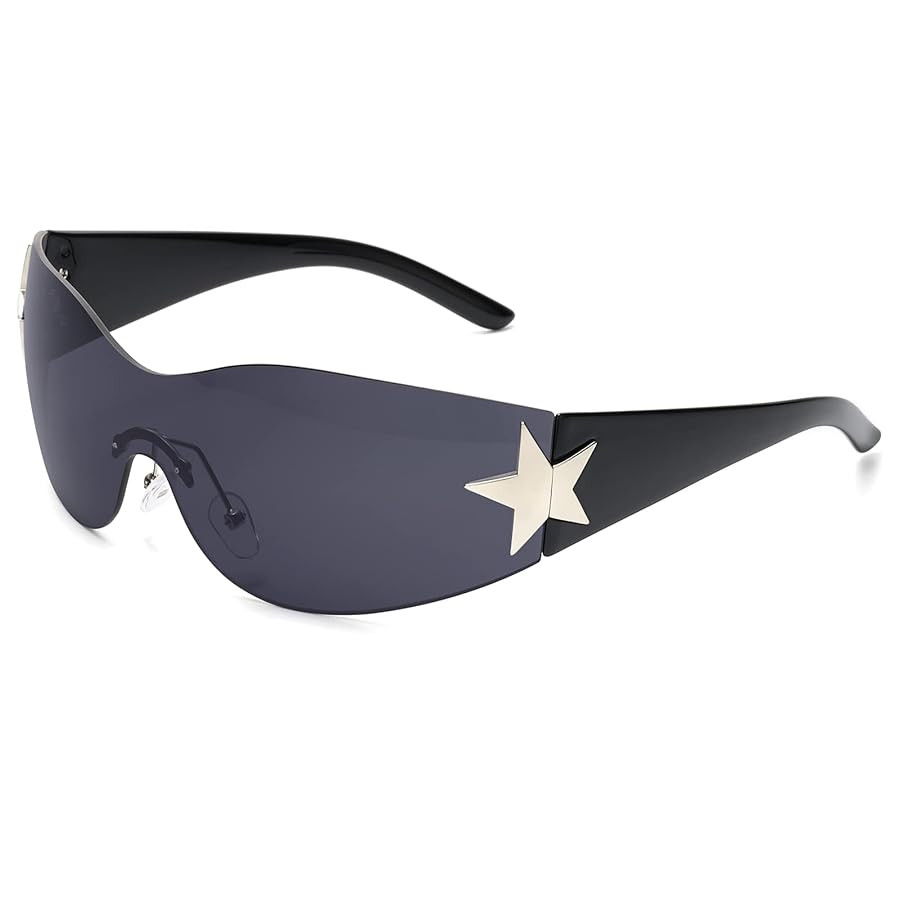 Rimless Y2K Sunglasses for Women Men Wrap Around Fashion Sunglasses Oversized Frameless Trendy Su... | Amazon (US)