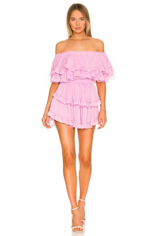 MISA Los Angeles x REVOLVE Isella Dress in Light Pink Lurex Clip Dot from Revolve.com | Revolve Clothing (Global)