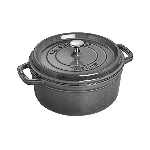 Amazon.com: Staub Cast Iron 4-qt Round Cocotte - Graphite Grey, Made in France: Dutch Ovens: Home... | Amazon (US)