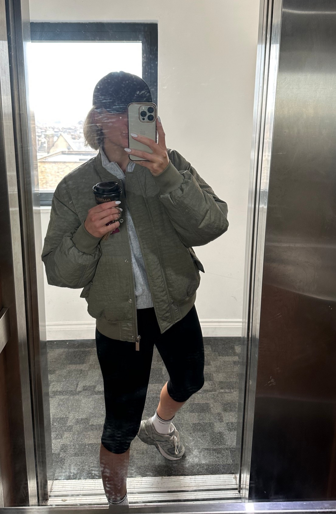 Capri leggings 
Grey zip up jacket 
New balance USA 990
Khaki bomber jacket 

#LTKstyletip #LTKshoes #LTKuk