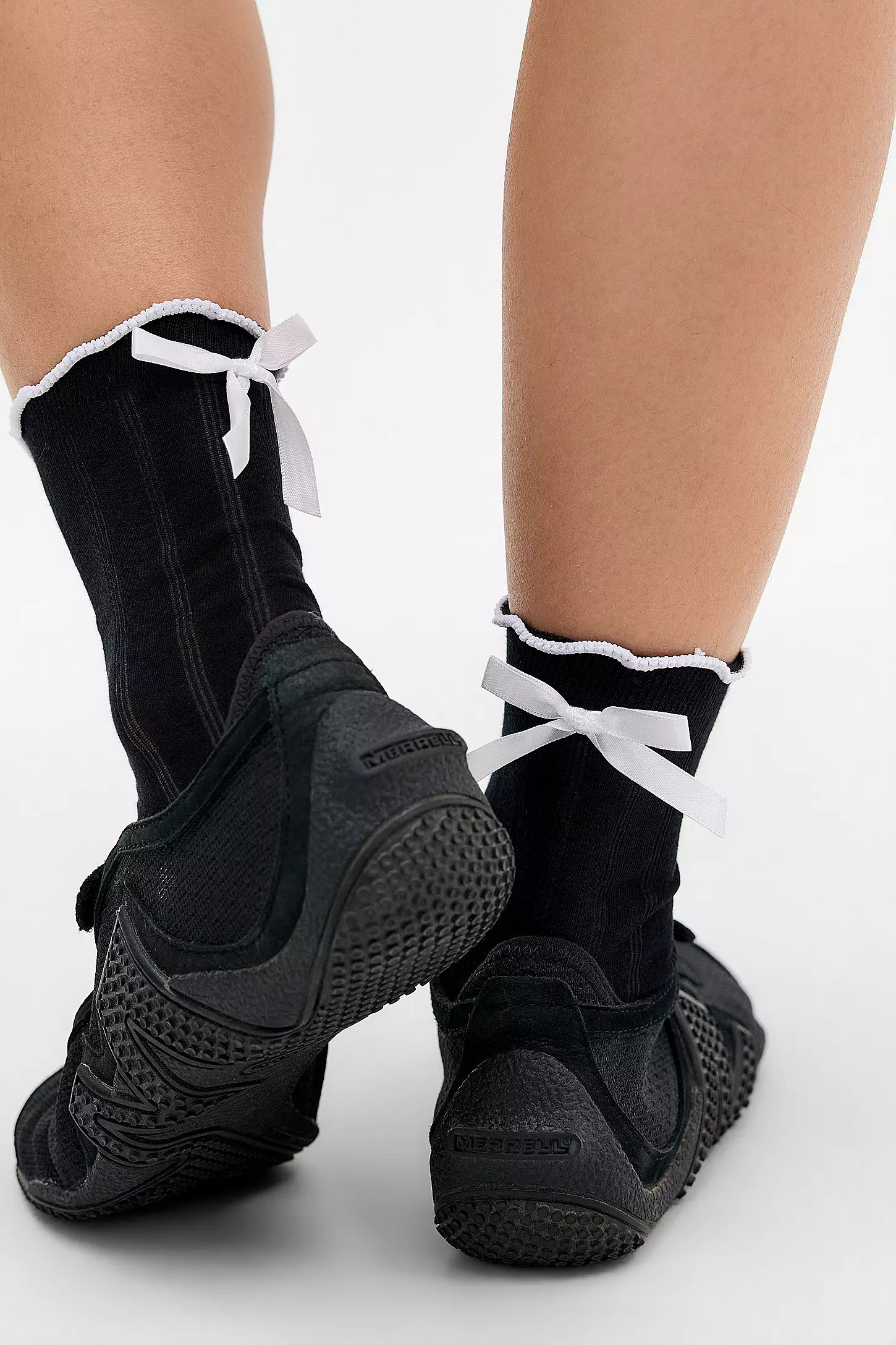 Out From Under Lettuce-Edge Bow Socks - Black at Urban Outfitters | Urban Outfitters UK