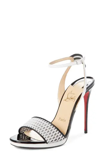 Women's Christian Louboutin Discoport Textured Sandal, Size 6US / 36EU - Black | Nordstrom