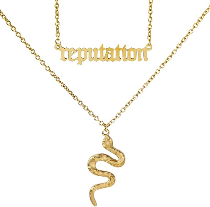 Vintage Layered Reputation Snake Necklace,Personality Gothic Punk Animal Necklace for Women Music... | Amazon (US)