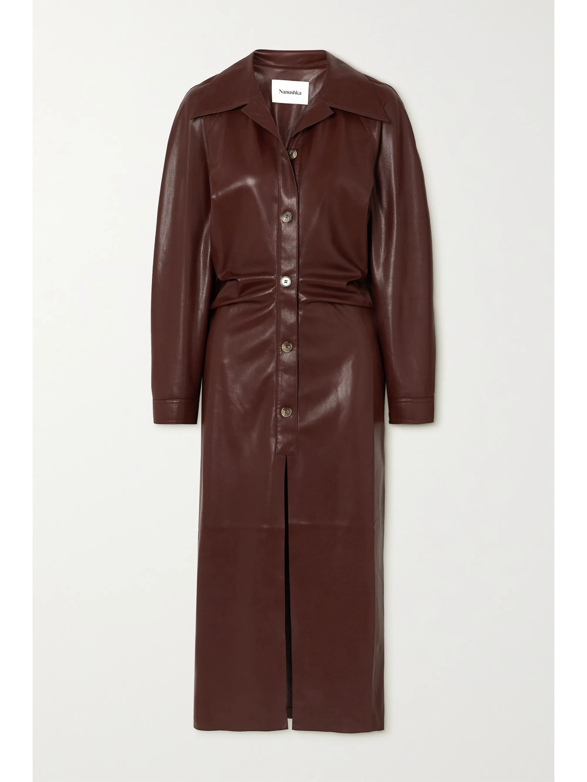 Sami ruched vegan stretch-leather shirt dress | NET-A-PORTER (US)