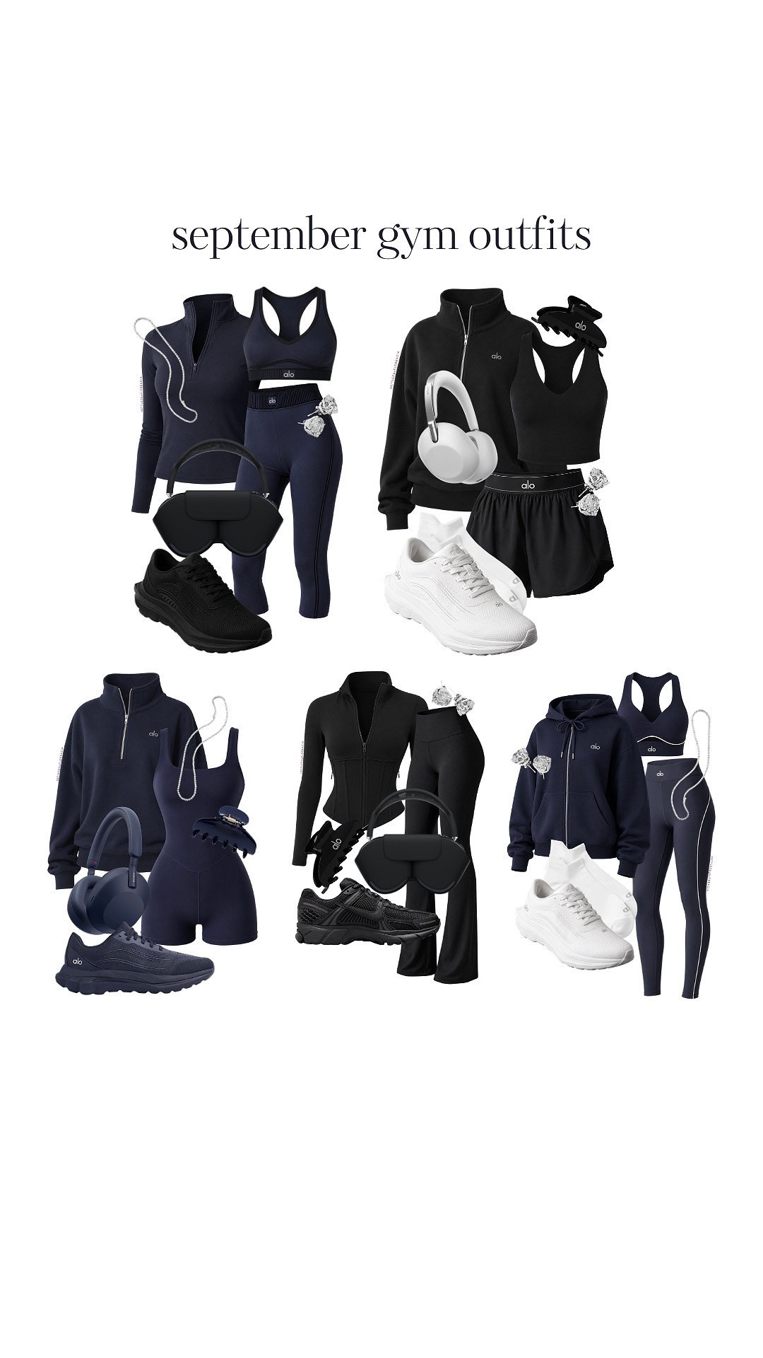 navy & black gym looks for sept💙🖤