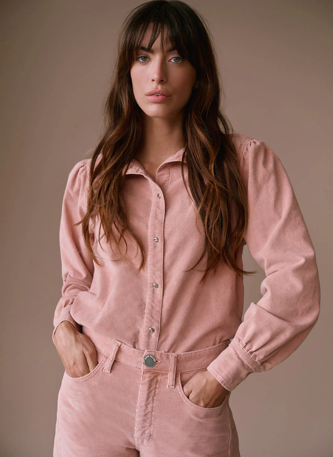 Pink Corduroy Long Sleeve Shirt | Mint Velvet