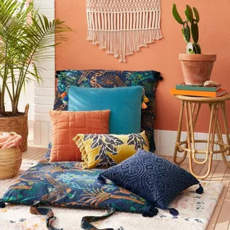 Oversized Solid Velvet Square Floor Pillow with Tassels - Opalhouse™ designed with Jungalow™ | Target