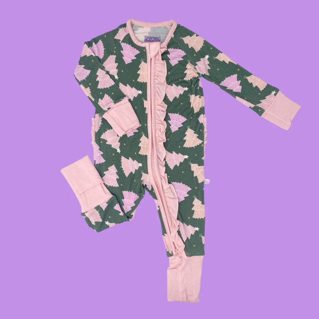 Pink Tree Ruffle Romper | Poppy Kids Co