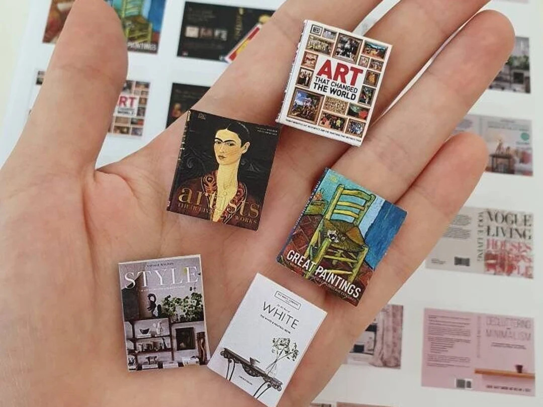 Printable 24 Miniature Book Cover Art and Design Collection Set for Doll House or Miniature Libra... | Etsy (US)