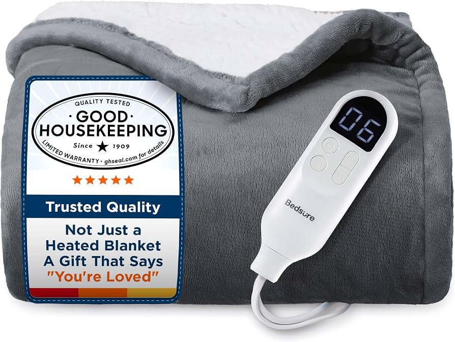 Bedsure Heated Blanket Throw Blanket with Preheat Function - Fast Heating Electric Blanket, Soft ... | Amazon (US)