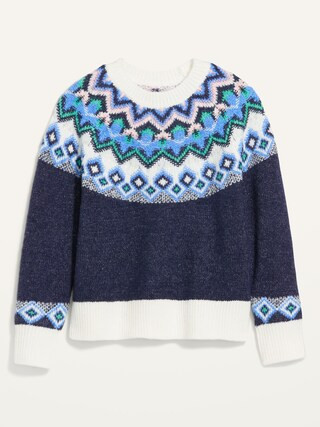 Crew Neck Fair Isle Sweater for Women | Old Navy (US)