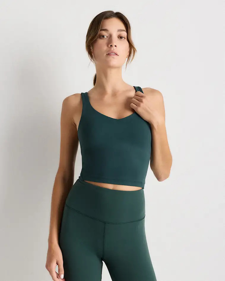 Storm Blue Ultra-Form V-Neck Cropped Tank | Quince